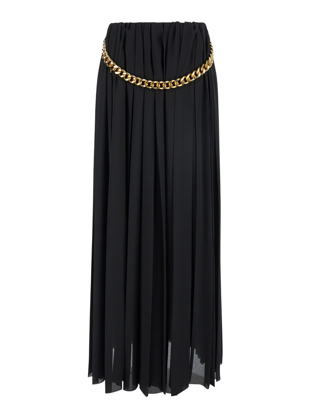 Balenciaga Black Long Pleaded Skirt with Belt in Tech Fabric Woman Polyester – Women