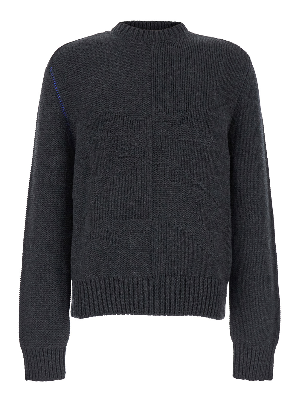 Burberry Men's Grey Sweater With Equestrian Knight Jacquard Motif In Cashmere Man Jersey