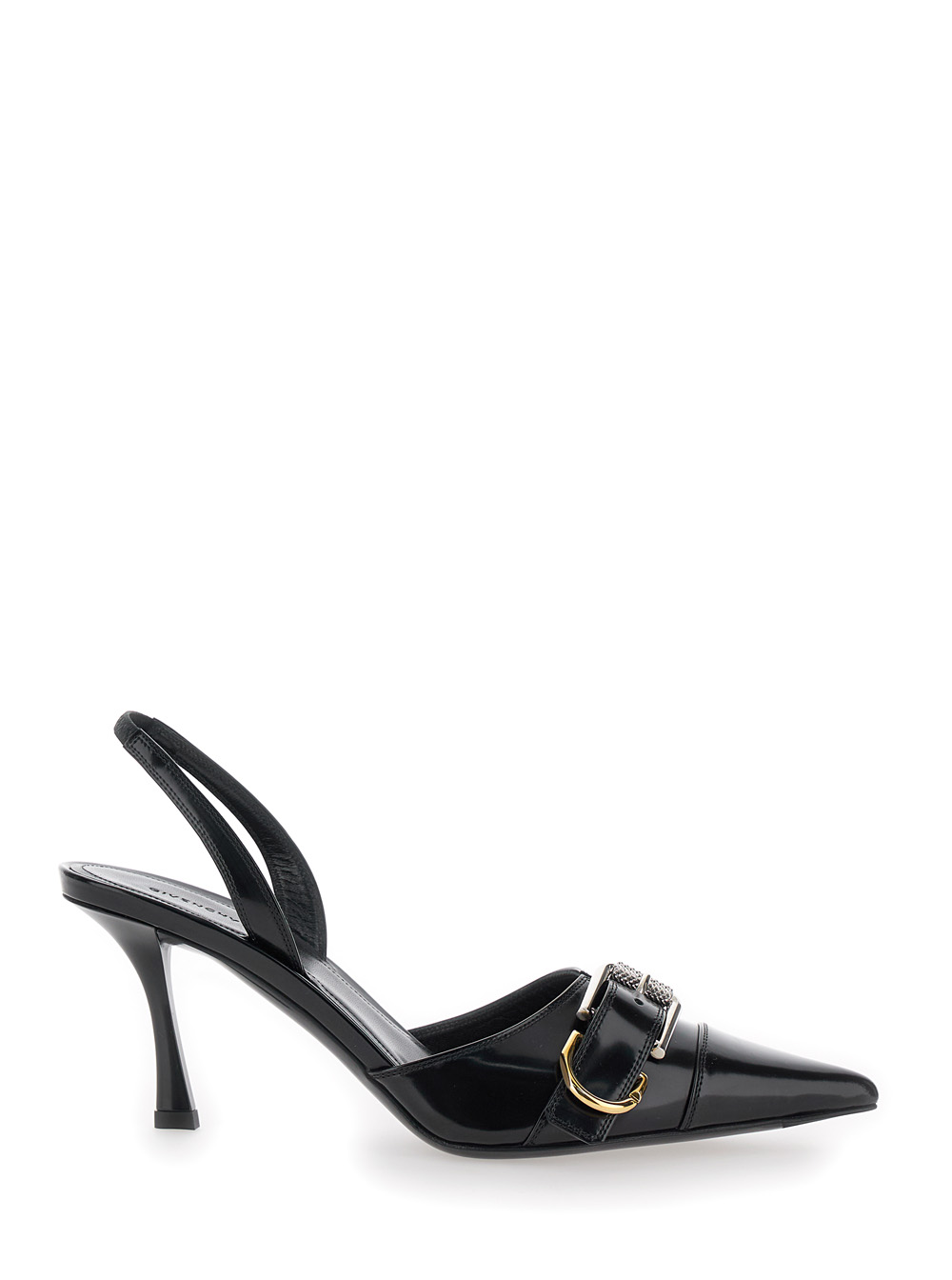 Givenchy Voyou Black Slingback Pumps with a Buckle in Patent Leather Woman Calf Heels – Women