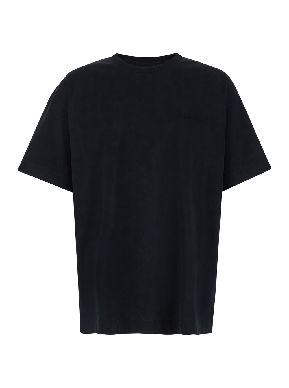 Givenchy Men's Black Crewneck T-Shirt With Logo Lettering Detail In Cotton Man Tshirts And Polo Shirts