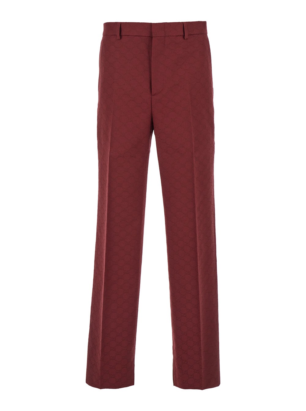 Gucci Men's Bordeaux Straight Pants With Gg Motif In Cotton Man Trousers