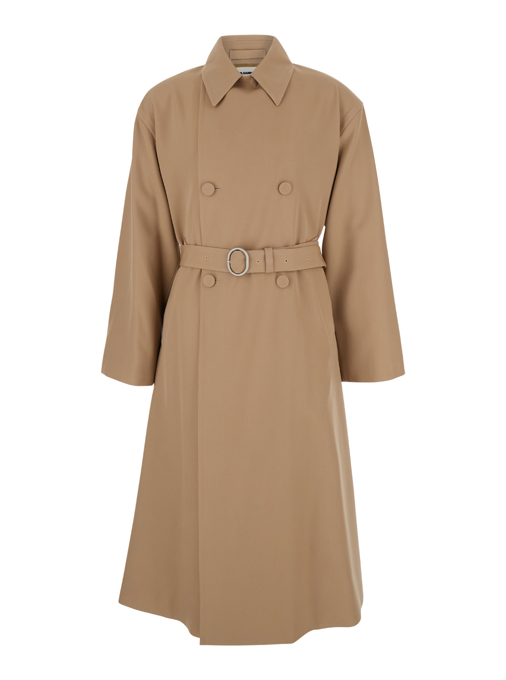 Jil Sander Men's Beige Double Breasted Trench With Belt In Wool Man Outerwear