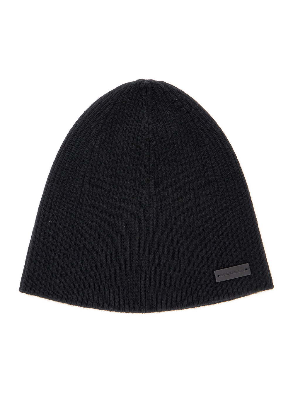 Saint Laurent Saint Laurent Black Beanie with Logo Patch in Cashmere Man Hats And Gloves - Men　サンローラン ブラック ビーニー ロゴ パッチ付き カシミア マン帽子と手袋 