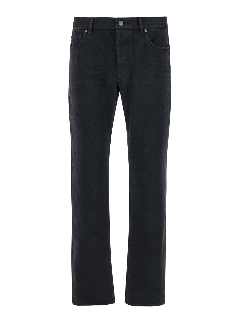 Saint Laurent Saint Laurent Black Slim Jeans with Logo Patch in Denim Man 100 % Cotton - Men　サンローラン ブラック スリム ジーンズ ロゴ パッチ付き デニム マン コットン