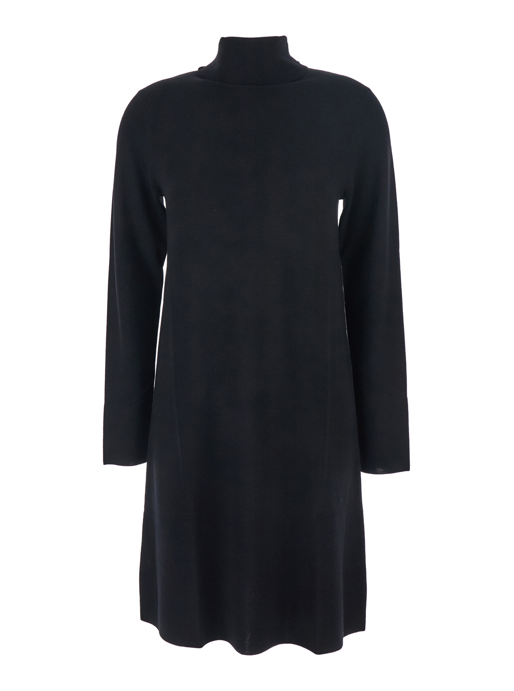 Allude Women's Black Turtneleck Dress With Straight Hem In Wool Woman Virgin