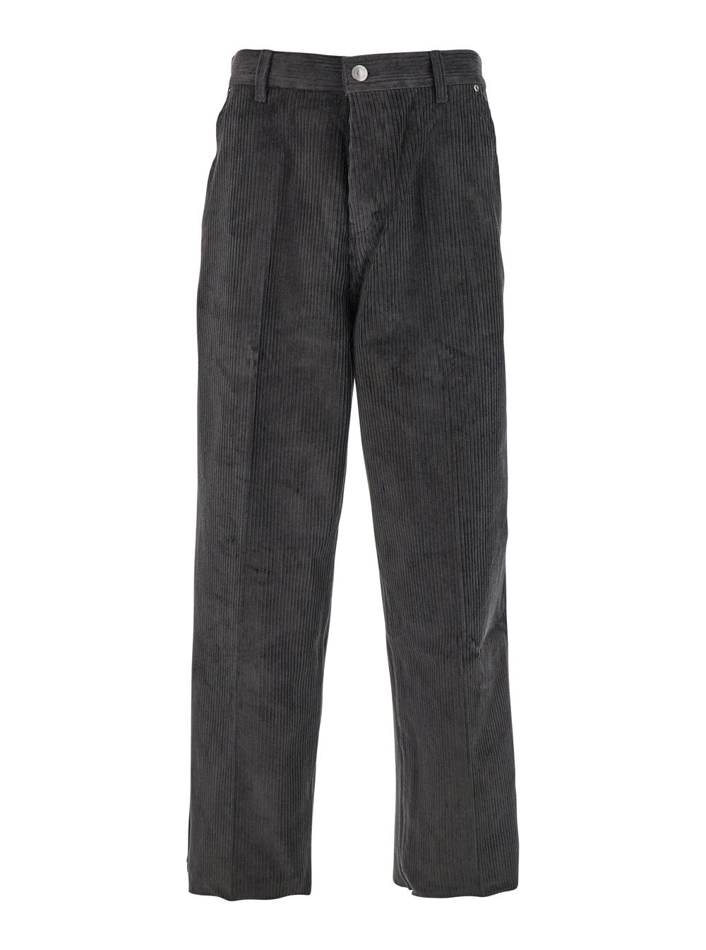 Ami Paris Men's Grey Brown Trousers With Back Logo Patch In Velvet Man Cotton