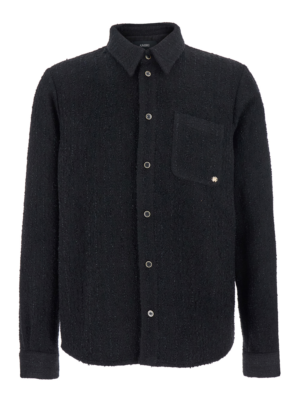 Amiri Men's Black Shirt With Classic Collar And Logo Plaque On The Front In Fabric Man Blouses