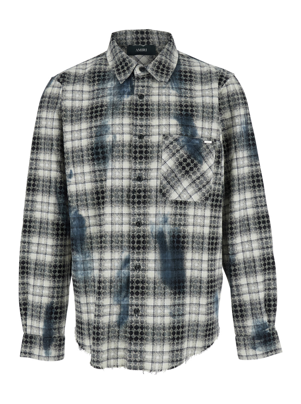 Amiri Men's Grey Shirt With Check Pattern And Logo Lettering On The Back In Flannel Man Cotton Blouses