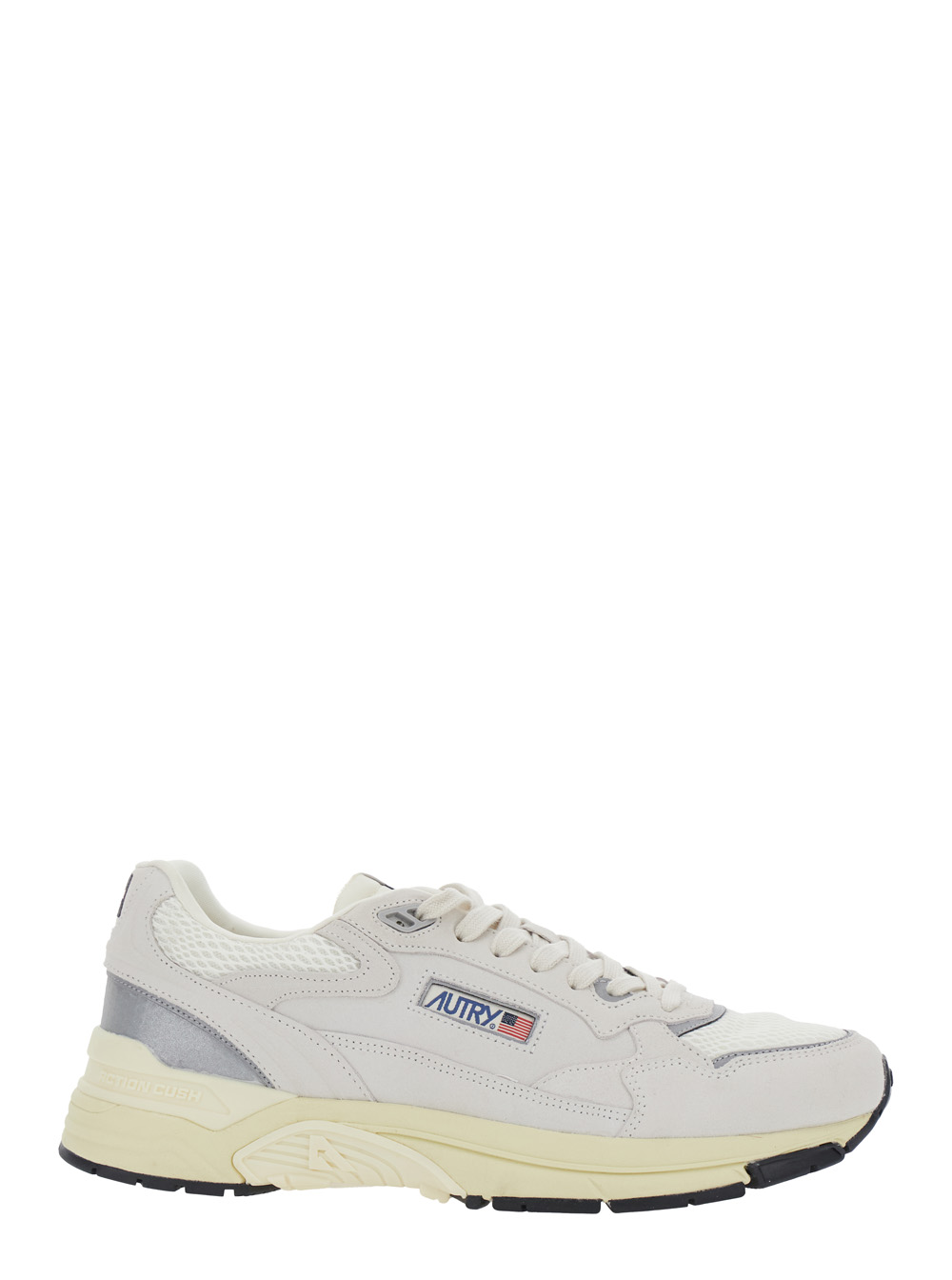 Autry Men's White Hyperway Low Top Sneakers With Logo Patch On Tongue And Side In Tech Fabric Man Cow Leather Polyester