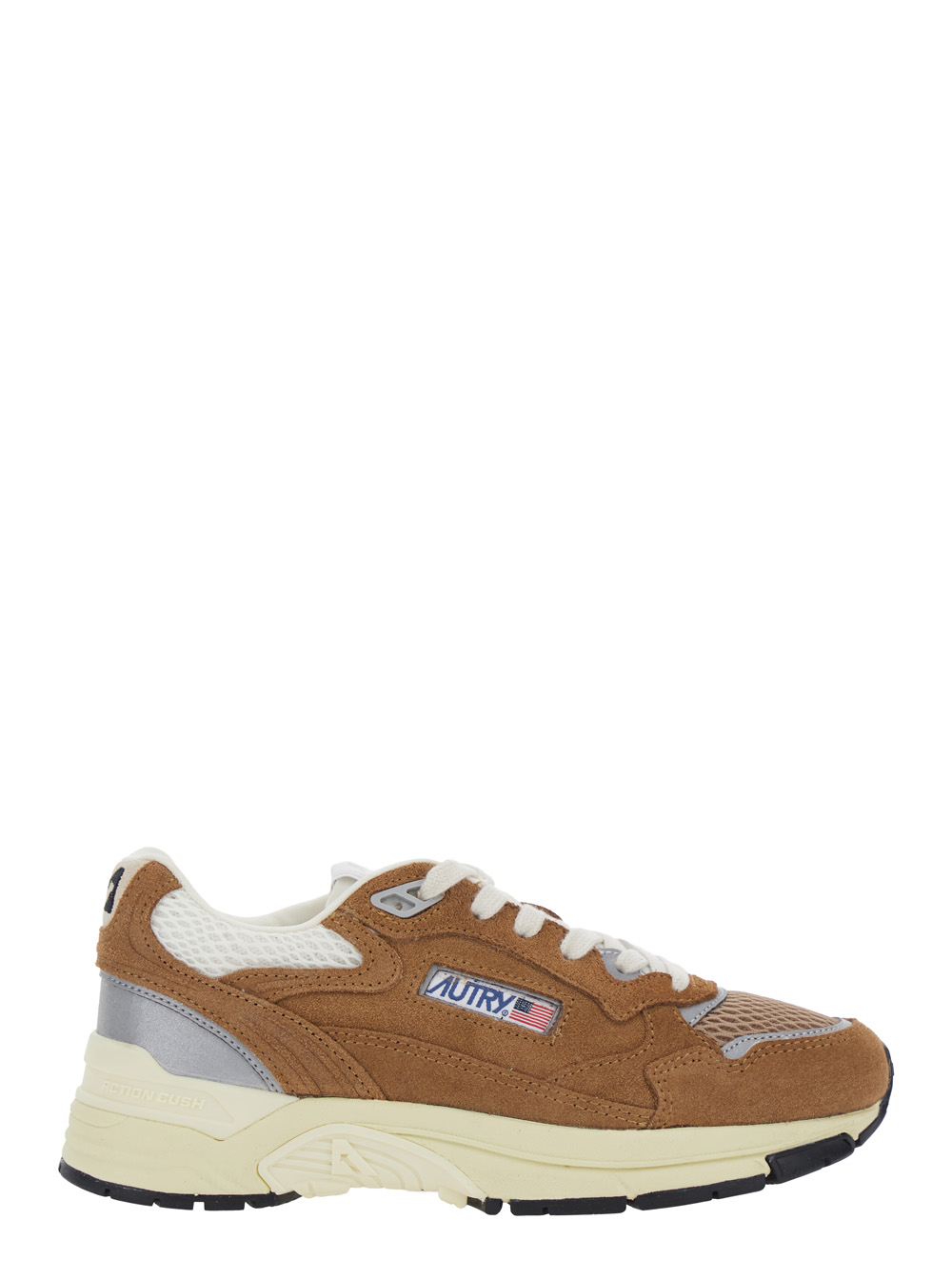 Autry Women's Beige Hyperway Low Top Sneakers With Logo Patch On Side And Tongue In Suede Mesh Woman Cow Leather Polyester