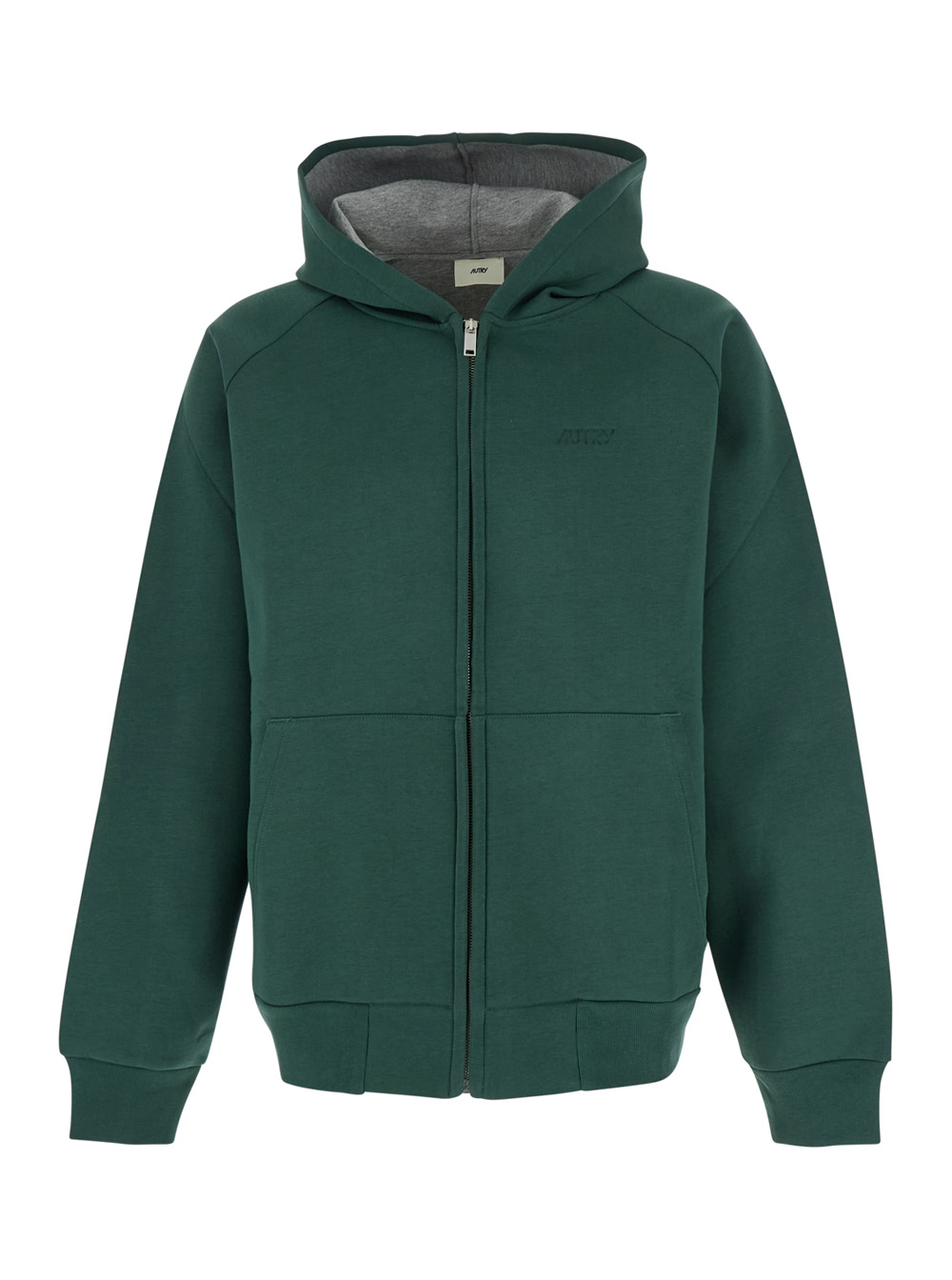 Autry Men's Green Hoodie With Dropped Shoulders In Neoprene Man Sweatshirts