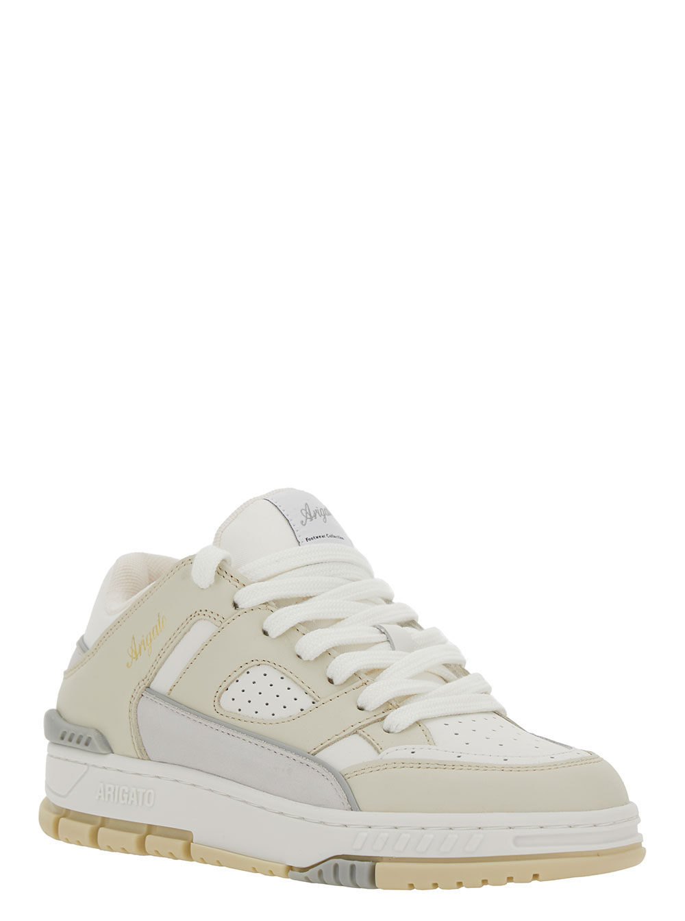 Axel Arigato Women's White Area Lo And Beige Sneakers With Logo Detail In Leather Blend Woman Recycled Polyester