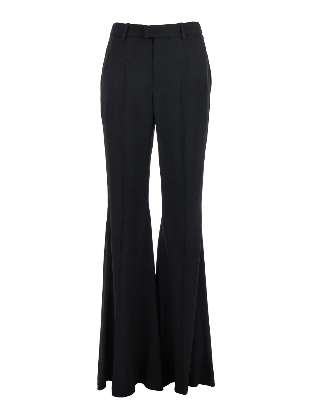 BALENCIAGA Balenciaga Black Pants with Belt Loops and Flared Leg in Viscose Woman Trousers - Women　バレンシアガ ブラック パンツ ベルト ループとフレア レッグ 