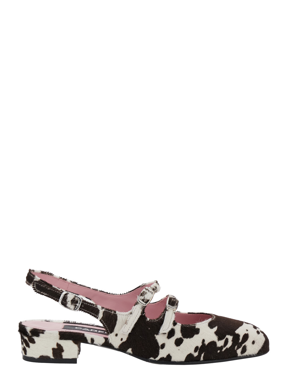 Carel Multicolor Peche Slingback Ballet Shoes with Buckle Strap Closure and Cow Print in Leather Woman Calf Ballerinas – Women