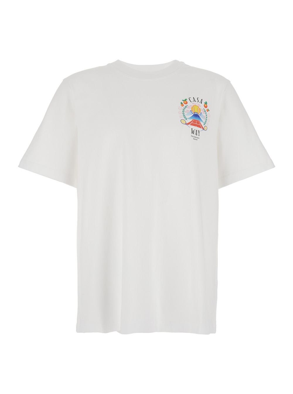 Casablanca Men's White T-Shirt Girocollo Con Logo Sul Fronte Cotone Bianca Uomo Organic Cotton Tshirts And Polo Shirts
