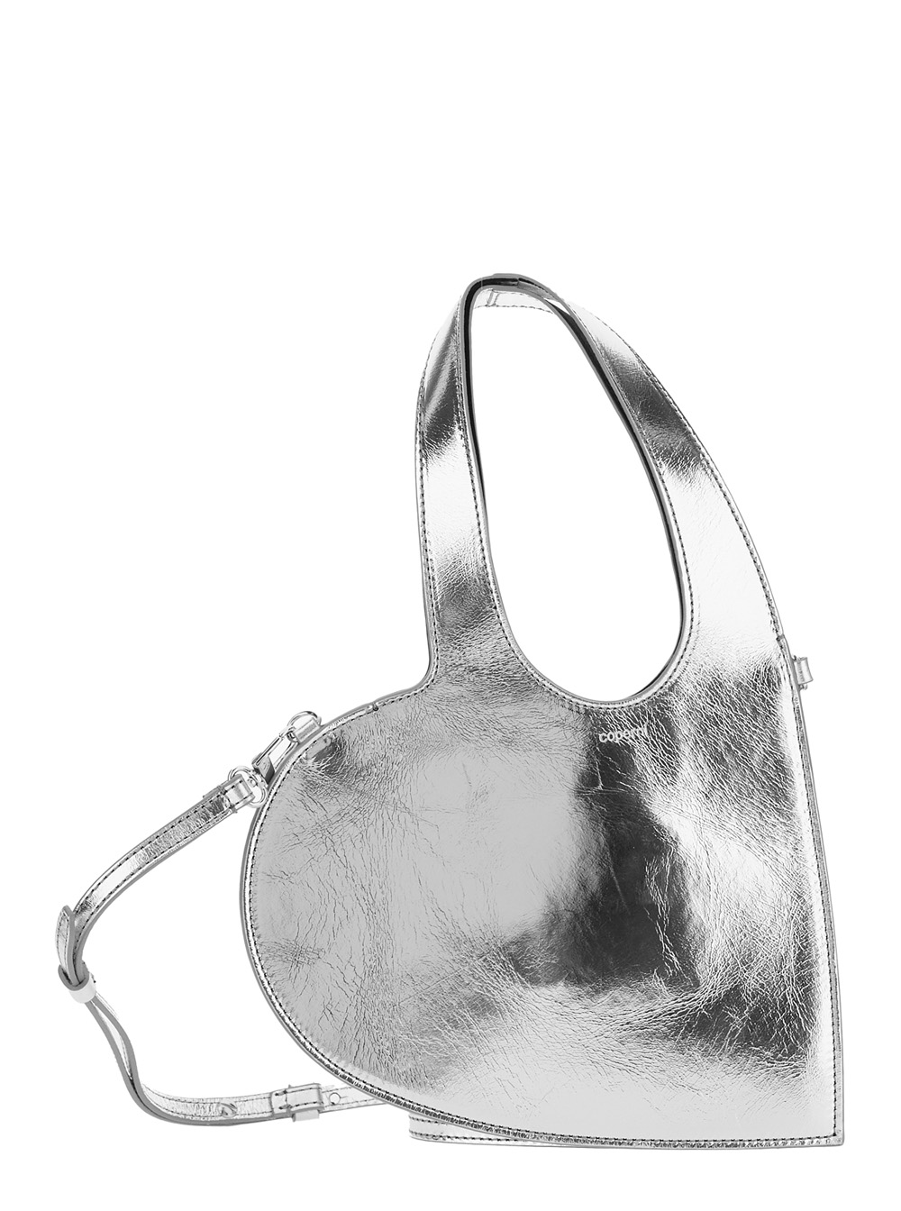 Coperni Women's Metallic Heart Heart-Shaped Crossbody Bag With Logo Lettering On The Front And Cut-Out Handle In Leather Woman Cow
