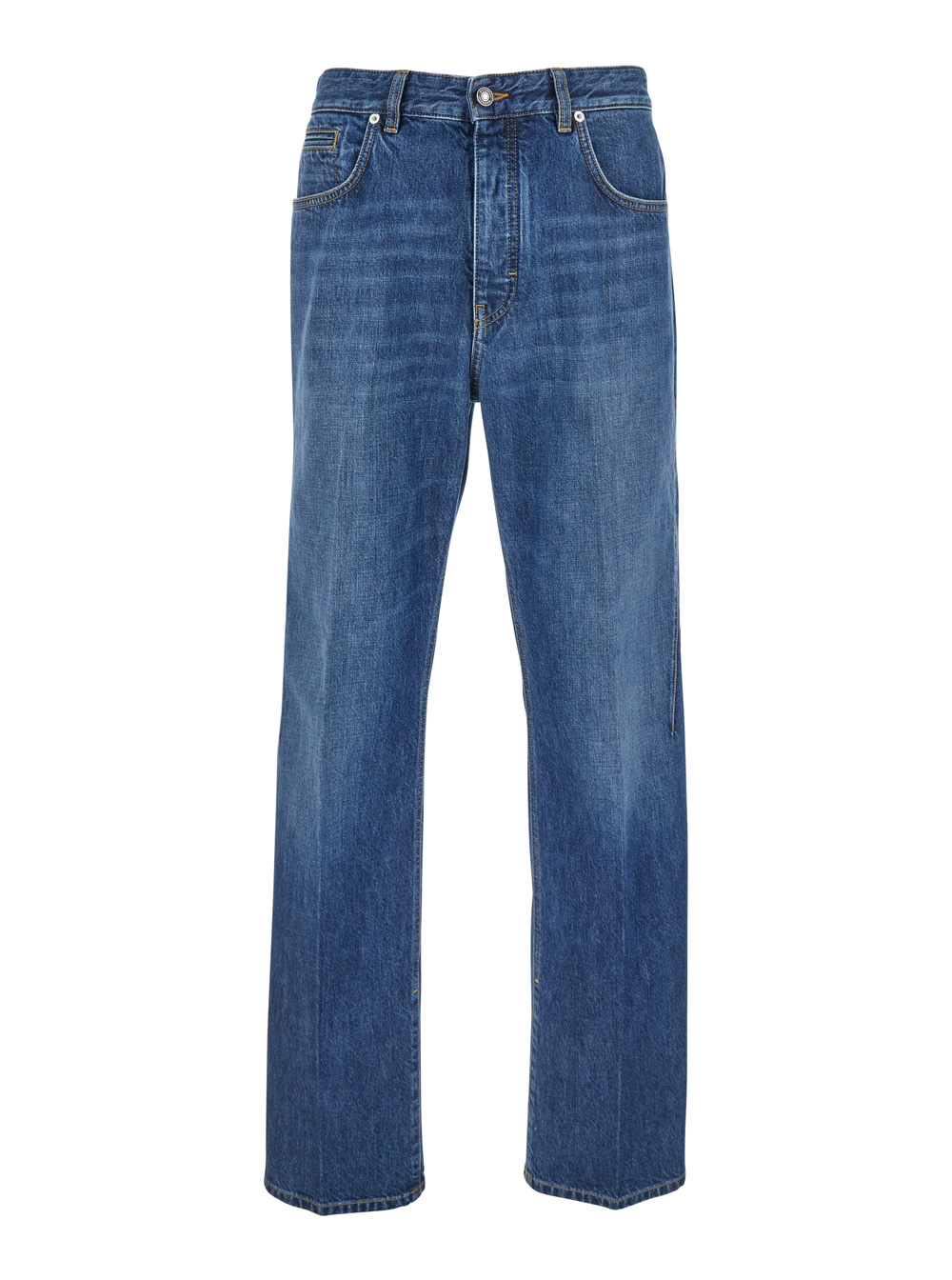 Givenchy Men's Blu E Five-Pocket Jeans With Logo Patch On The Back In Denim Man Cotton