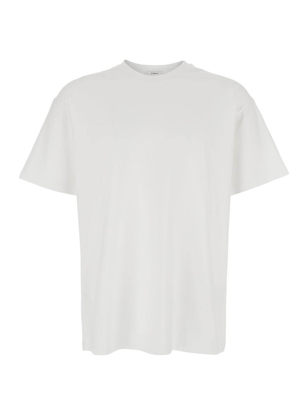 Givenchy Men's White Crewneck T-Shirt With Logo Lettering On The Rear In Cotton Man Tshirts And Polo Shirts