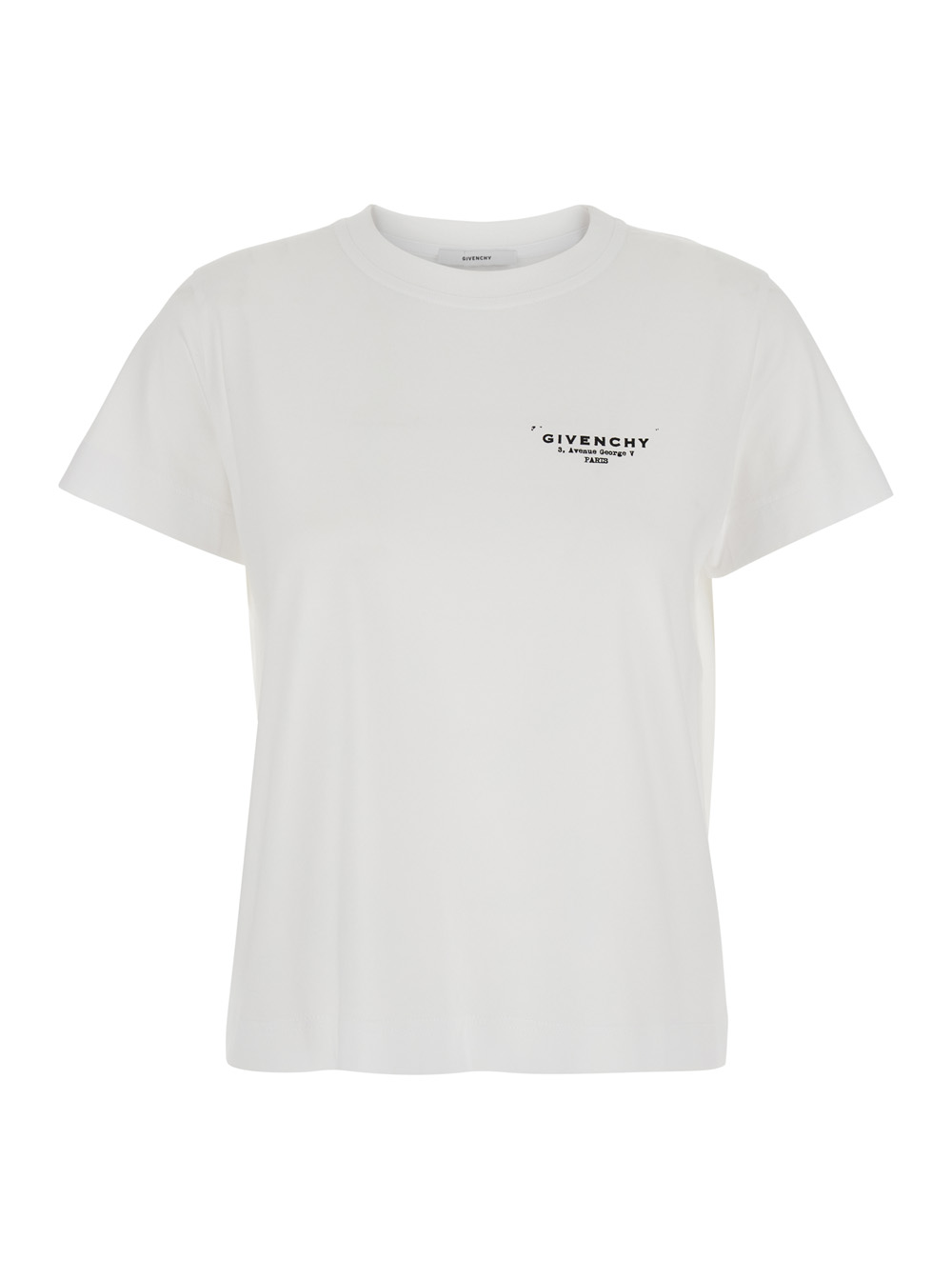 Givenchy Women's White Crewneck T-Shirt With Logo Lettering On Front And Rear In Cotton Woman Tshirts Polo Shirts