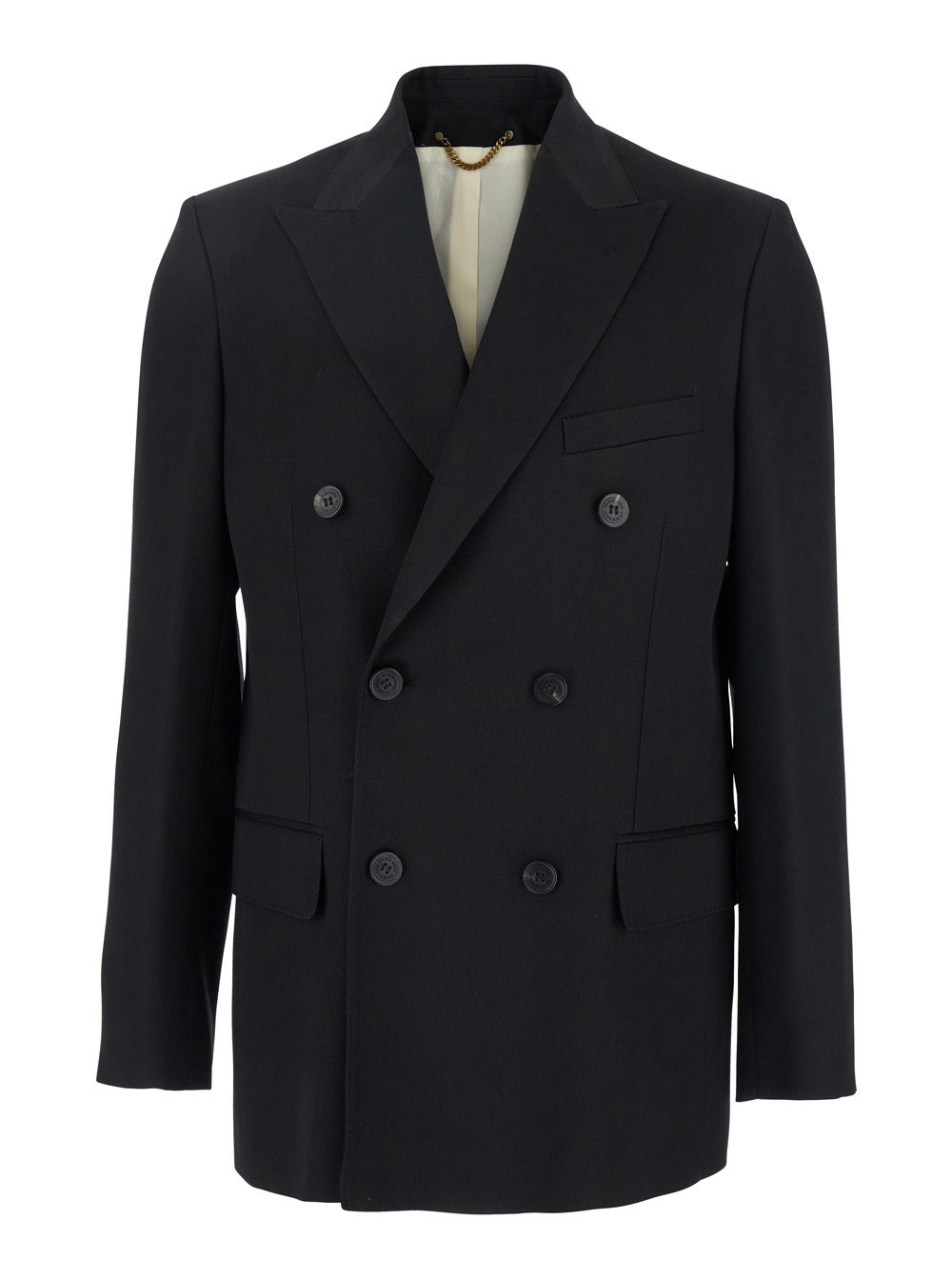Golden Goose Men's Black Double-Breasted Jacket With Peak Lapels In Virgin Wool Man Blazers
