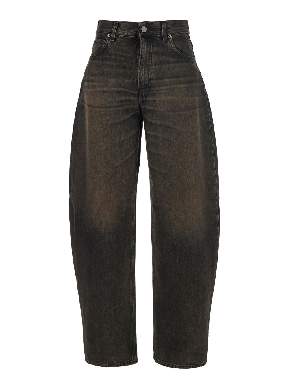 Haikure Women's Brown Bibi Jeans With Logo Patch On The Rear And Tapered Leg In Denim Woman Cotton