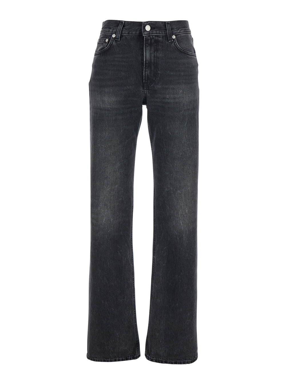 Haikure Women's Black Jeans With Belt Loops And Logo Patch On The Rear In Denim Woman Cotton