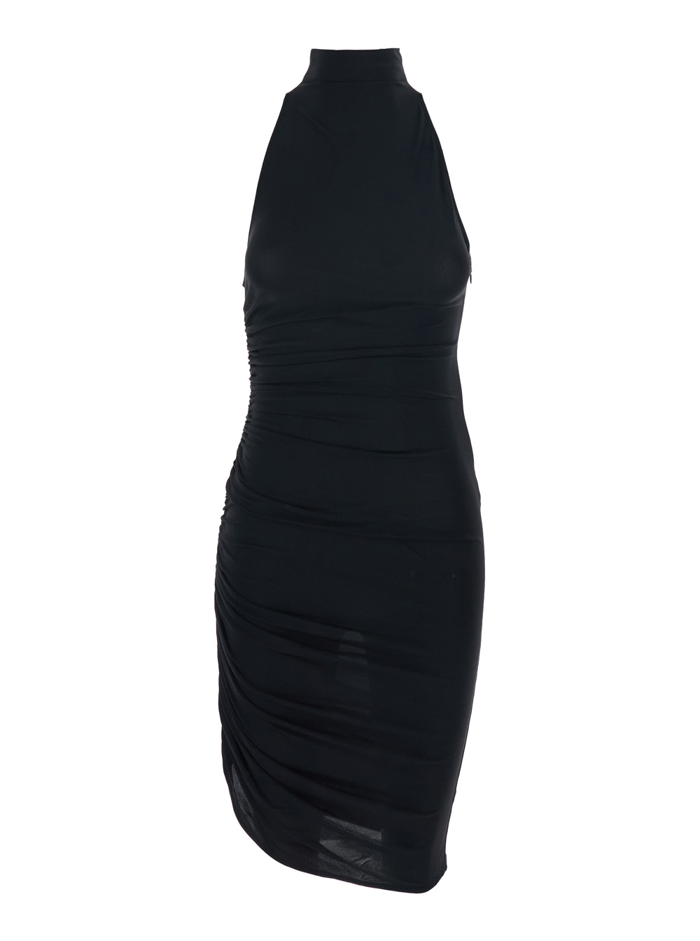 Jacquemus La Robe Piazza Courte Black Dress with High Neck and Ruffle Details in Fabric Viscose – Women