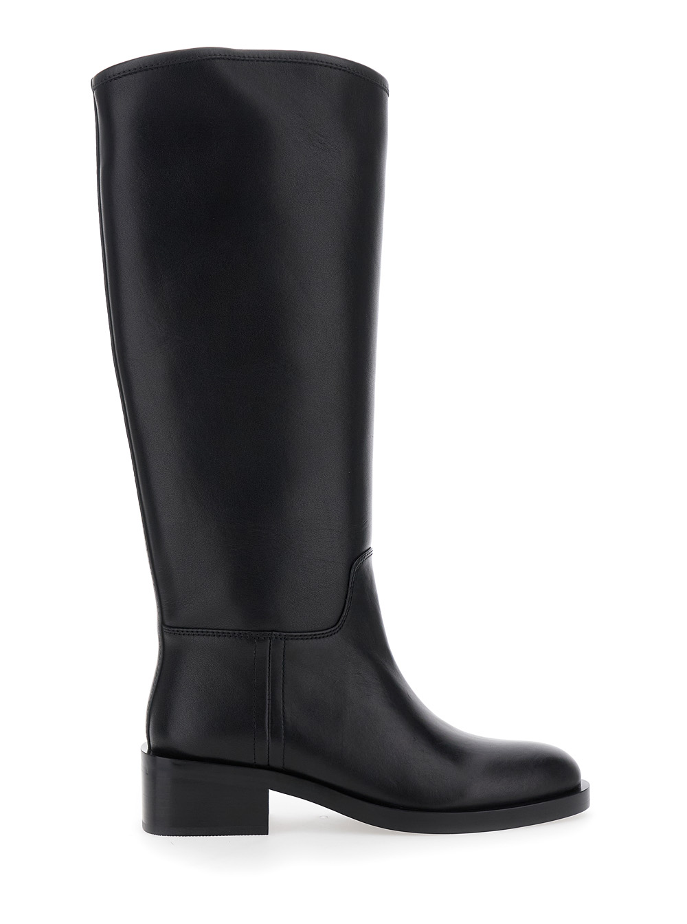 Jeffrey Campbell Black Knee High Boots with Block Heel in Leather Woman Cow – Women