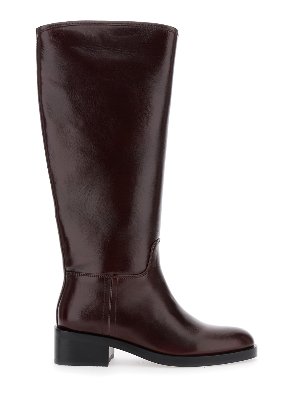 Jeffrey Campbell Brown Knee High Boots with Block Heel in Leather Woman Cow – Women