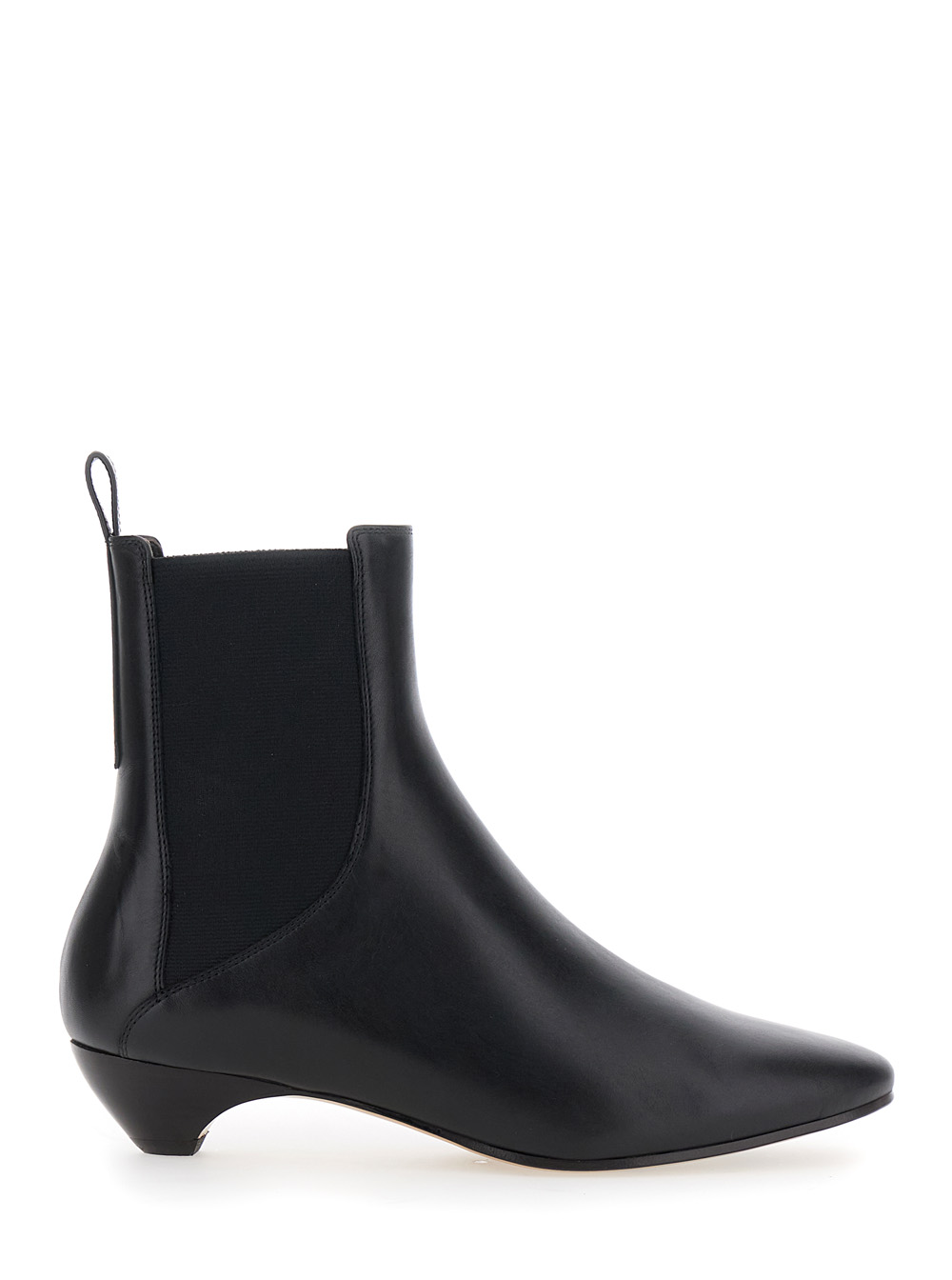 Le Monde Beryl Allegra Chelsea Black Ankle Boots With Elastic Panels Leather Woman – Women