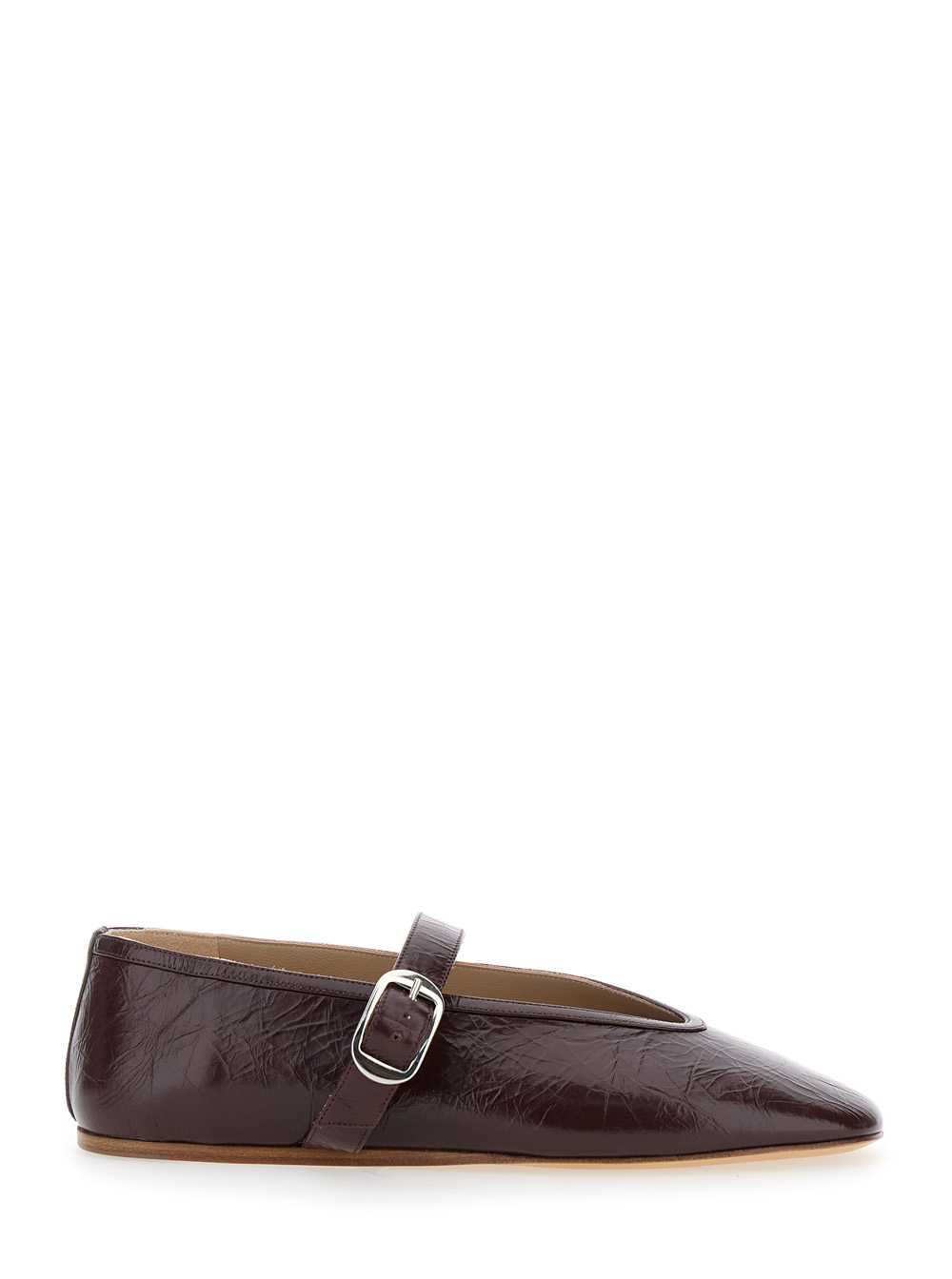 Le Monde Beryl Stella Violet Ballet Shoes with Buckle Strap Closure in Leather Woman Bordeaux Ballerinas – Women