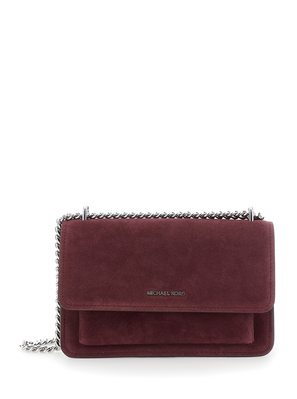 Michael Michael Kors Women's Bordeaux Shoulder Bag With Chain Strap And Front Logo In Suede Woman Cow