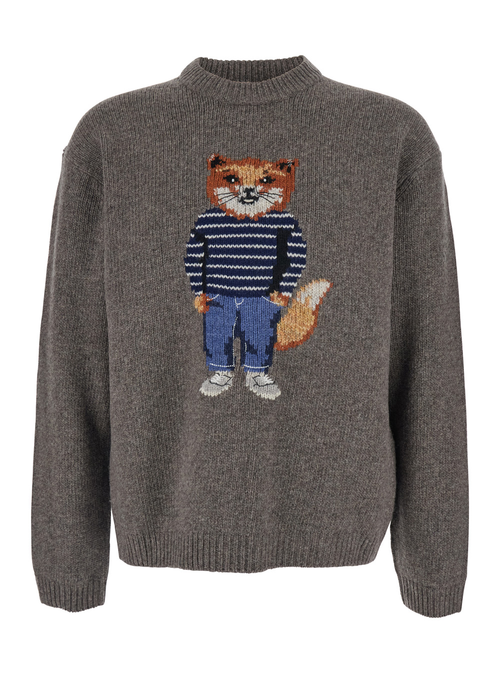 Maison Kitsuné Pull Col Rond - Gris