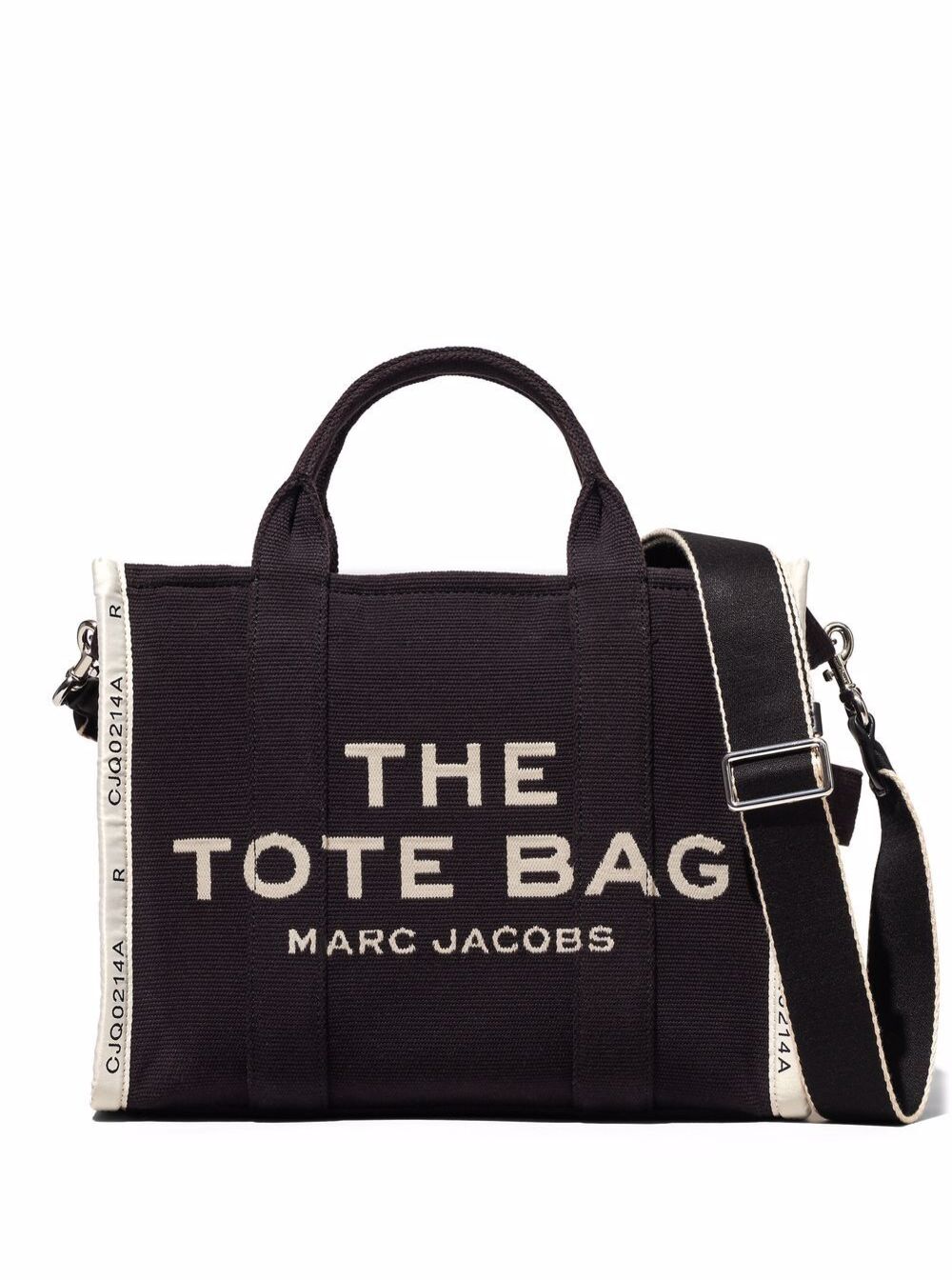 Marc Jacobs Women's Black The Medium Tote Bag With Contrasting Logo Embroidery In Cotton Blend Woman Polyester Hand