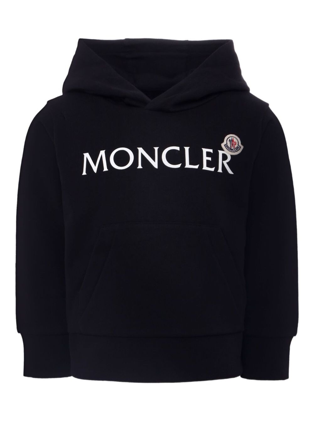 Moncler Kids Boys Black Hoodie With Logo Lettering Print In Cotton Sweatshirts - Kids