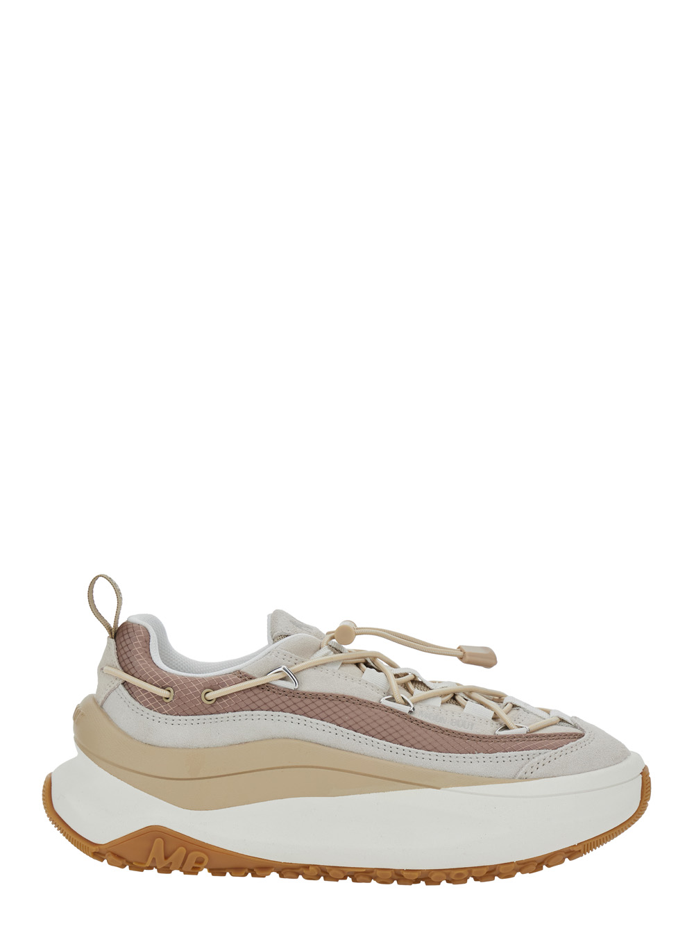 Moon Boot Women's Beige Moon 247 Low Top Sneakers With Logo On The Tongue In Leather And Fabric Blend Woman Cow Polyester