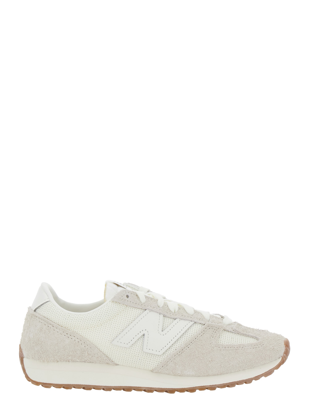 New Balance Unisex White Low Top Sneakers With Logo Patch In Suede