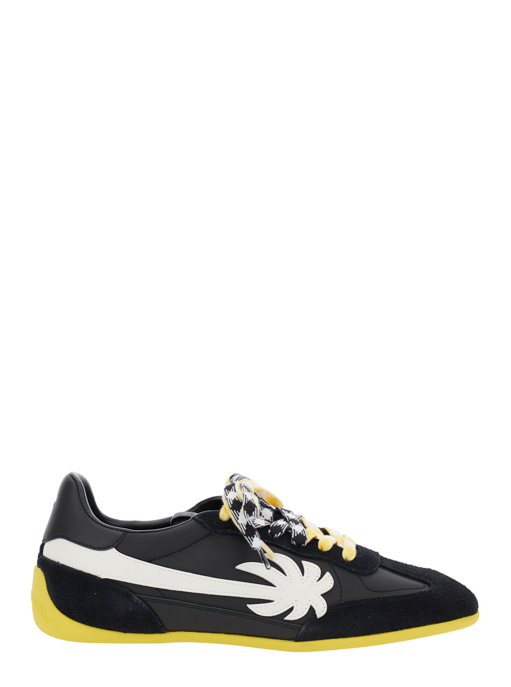 Palm Angels Men's Black Pa 5 Low Top Sneakers With Logo Patch On The Tongue And Contrasting Heel In Leather Man Calf