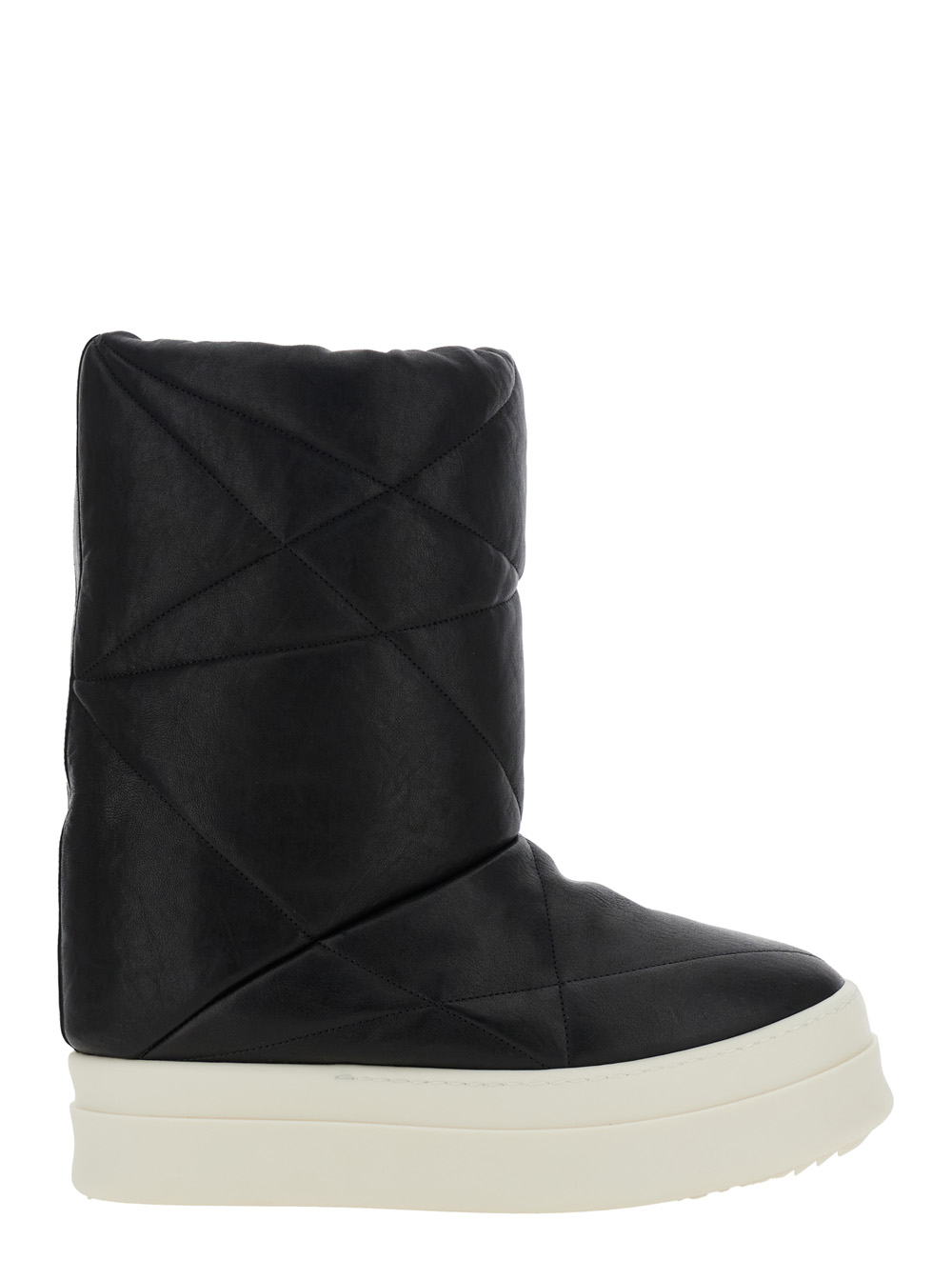 Rick Owens Black Down Filled And Quilted Ankle Boots Leather Man – Men