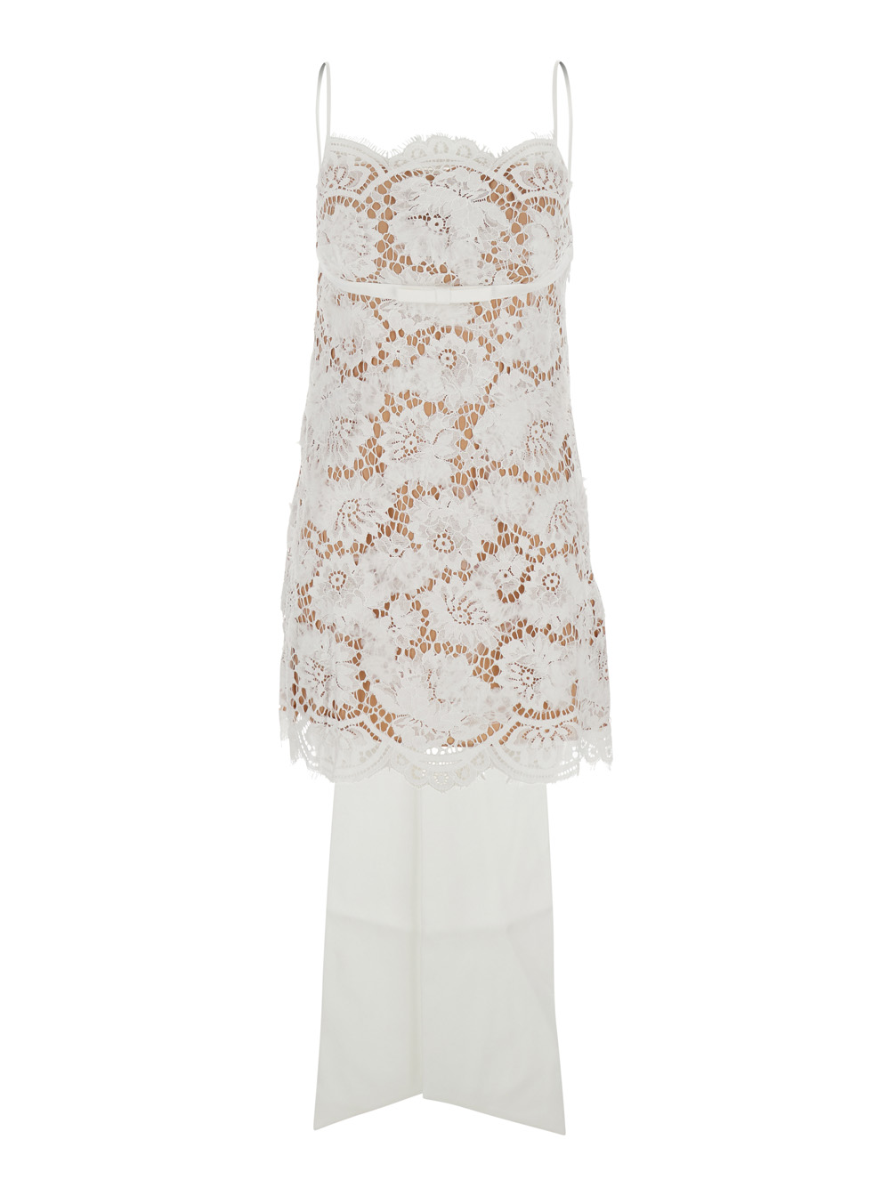 Self-Portrait White Sleeveless Mini Dress With Floral Lace Embroidery And Scallop Hem Cotton Blend Woman – Women