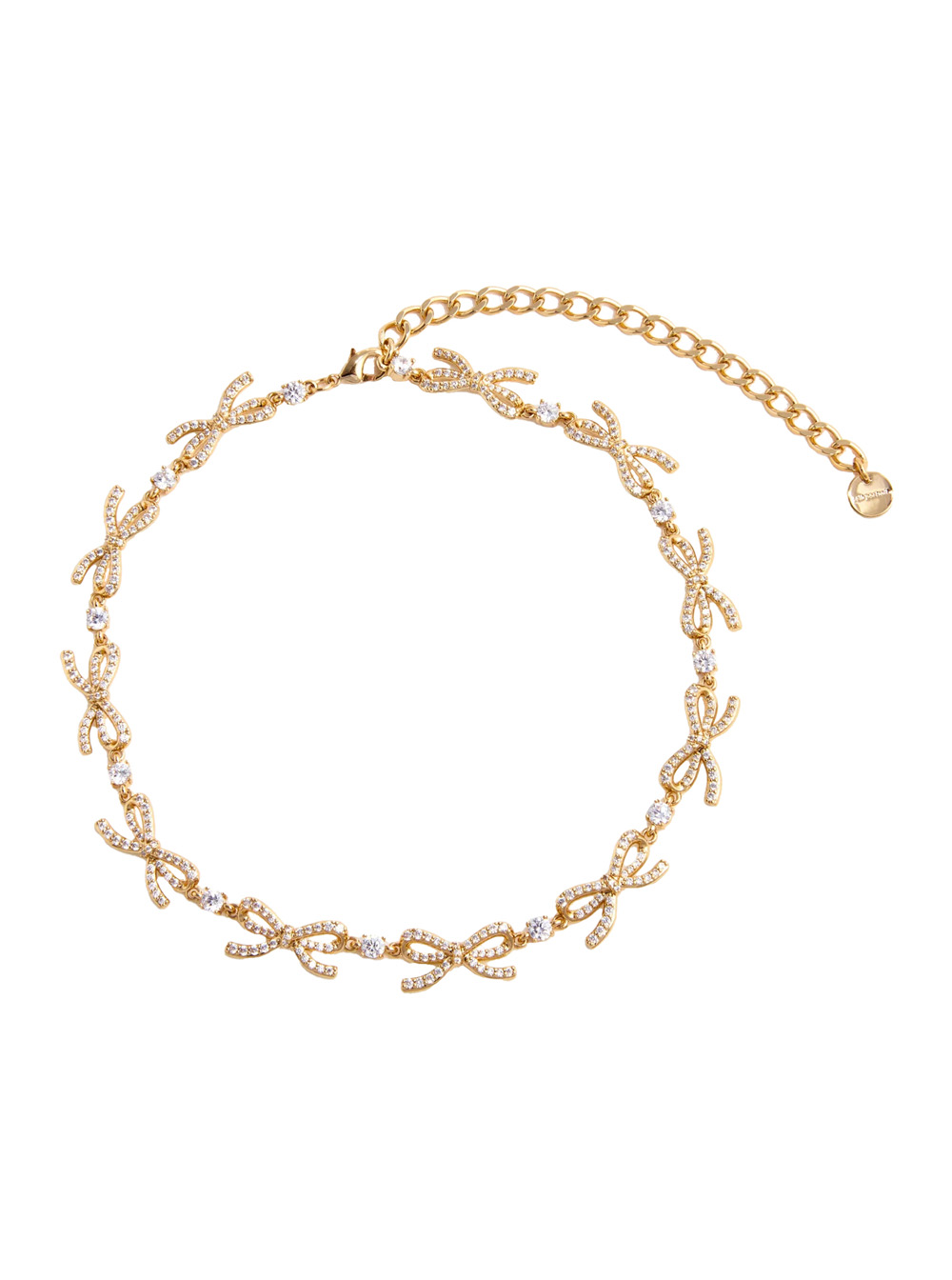 Self-Portrait Women's Metallic Necklace With Bow And Crystal Embellishments In Copper Crystals Woman Necklaces