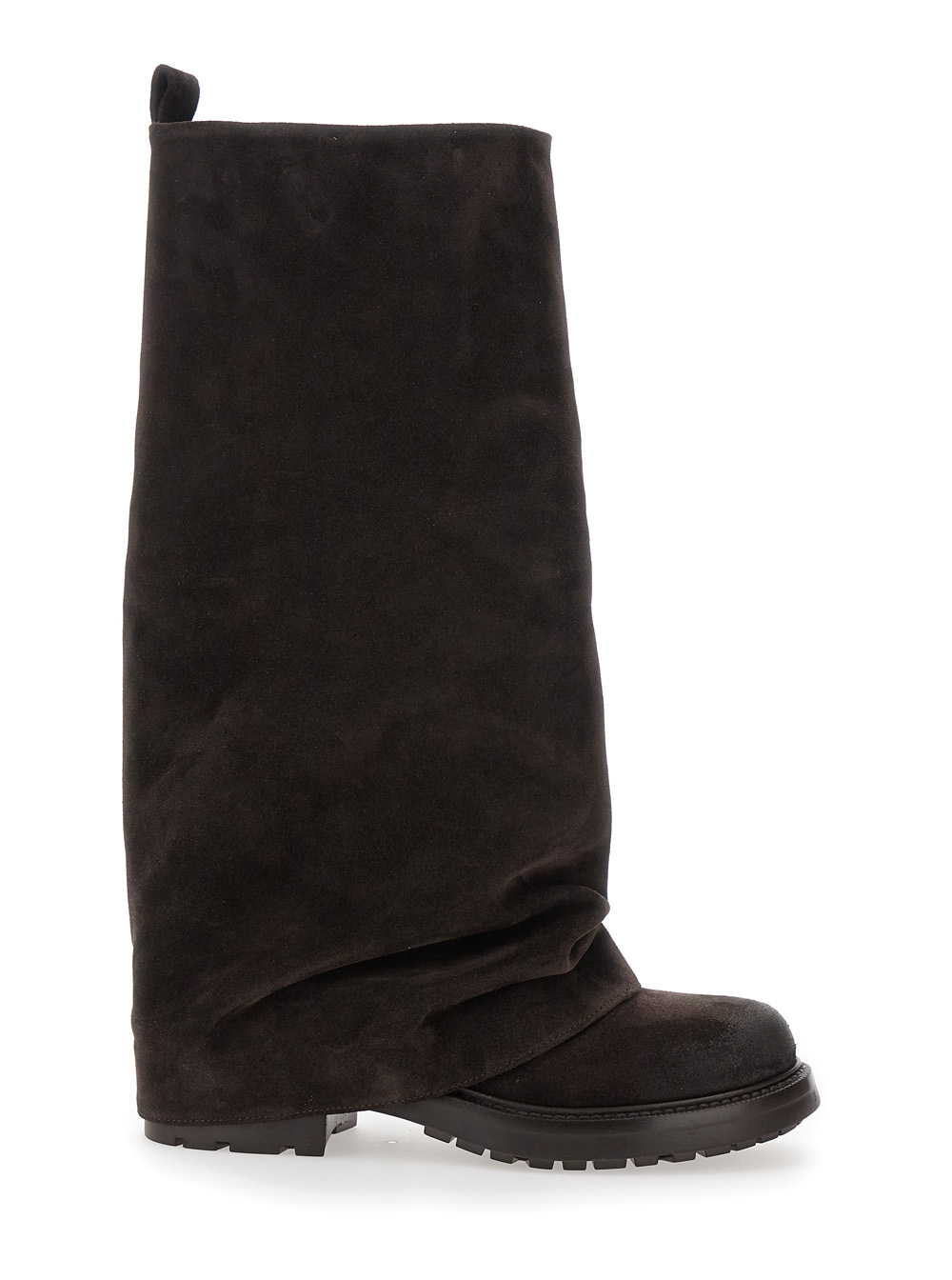 Strategia Brown Multilayer Combat Boots with One Block Sole in Suede Woman 100 % Calf – Women