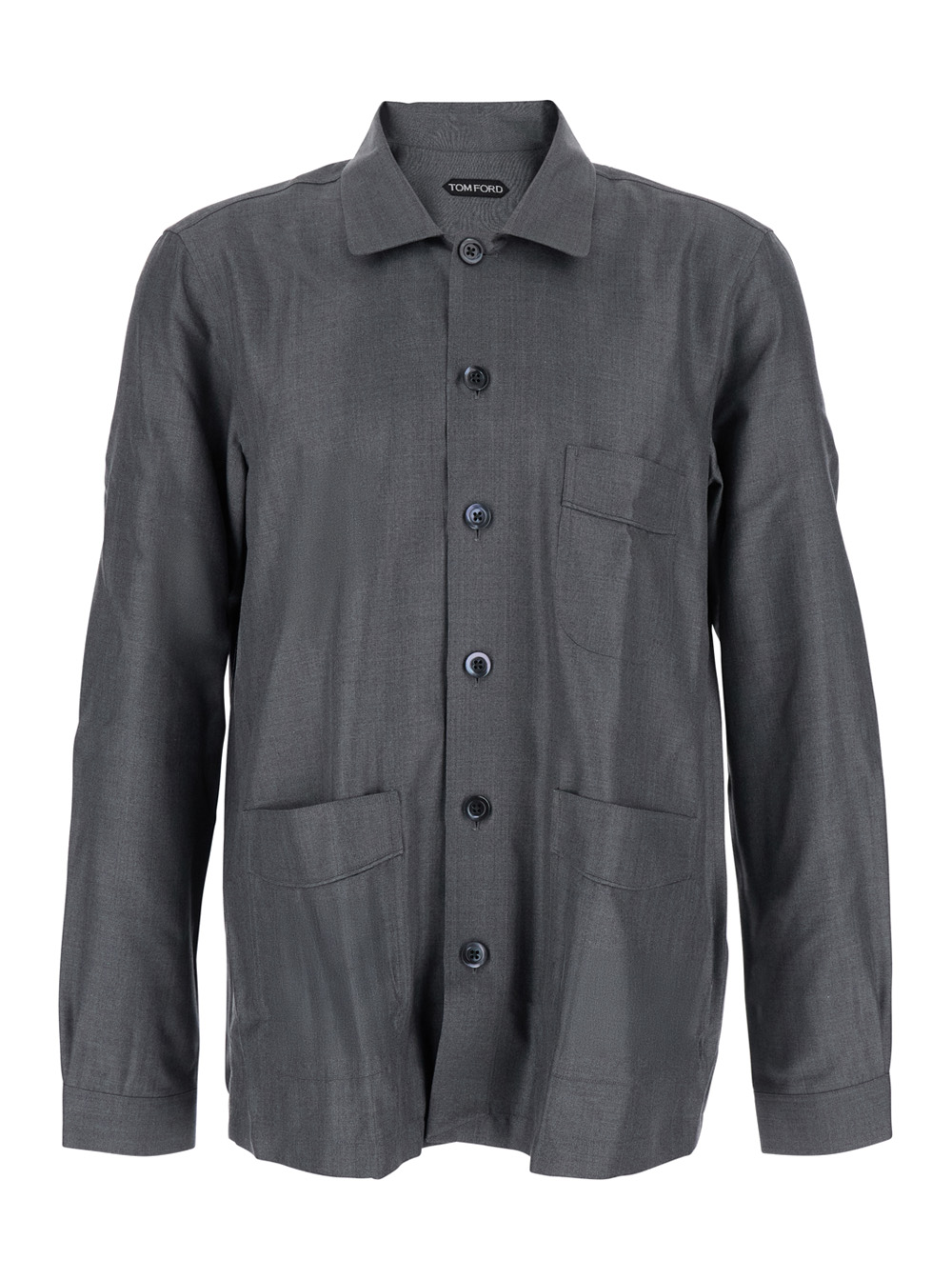 Tom Ford Men's Grey Shirt With Chest Pocket In Silk Man And Blouses