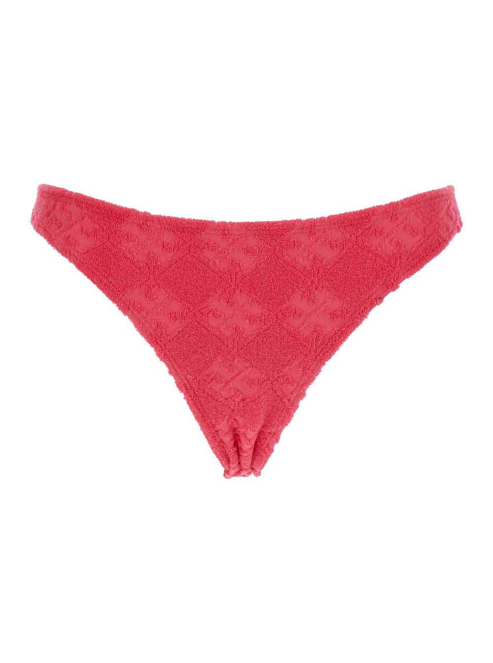 Tory Burch Women's Pink Terry Bikini Bottoms With All-Over Logo Embroidery In Cotton Blend Stretch Woman Nylon Elastane Underwear