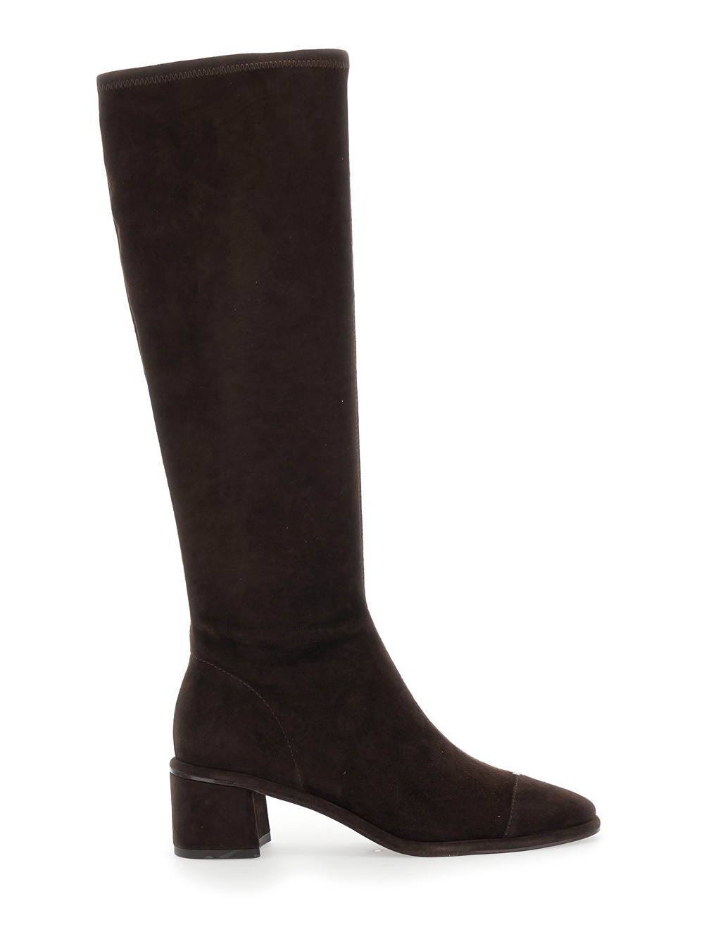 Tory Burch Brown Knee-High Boots with Block Heel in Suede Woman Goat – Women