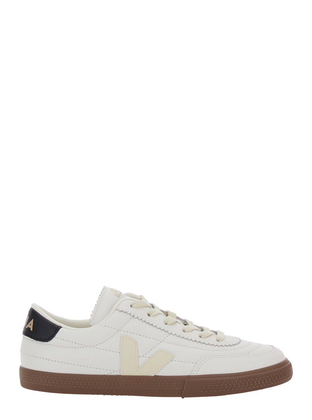 Veja Unisex White Panenka Low Top Sneakers With Logo Patch On The Side And Contrasting Heel Lettering In Leather