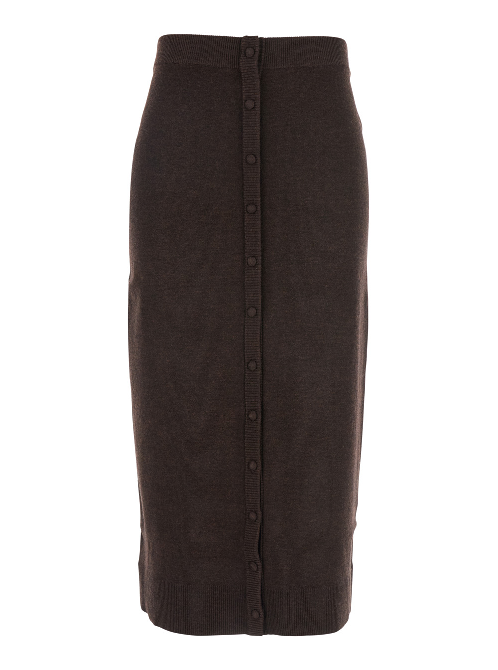 Victoria Beckham Women's Brown Skirt With Button Fastening In Wool Woman Merino Nylon Elastane