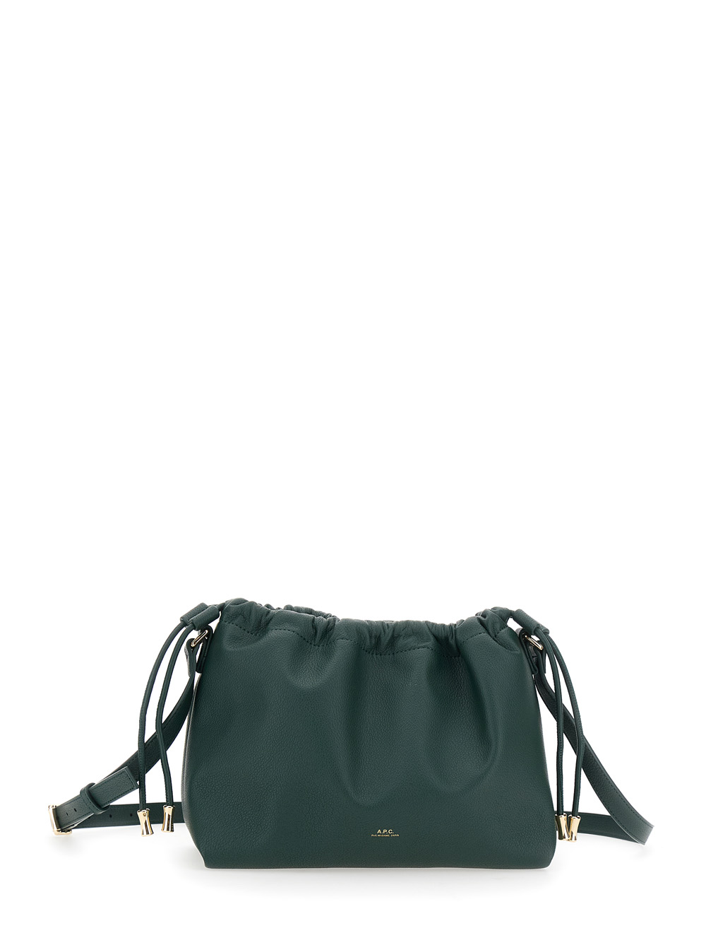 A.p.c. Women's Green A. P.c. Ninon Crossbody Bag With Drawstring Closure And Embossed Logo Lettering On The Front Ecoleather Woman