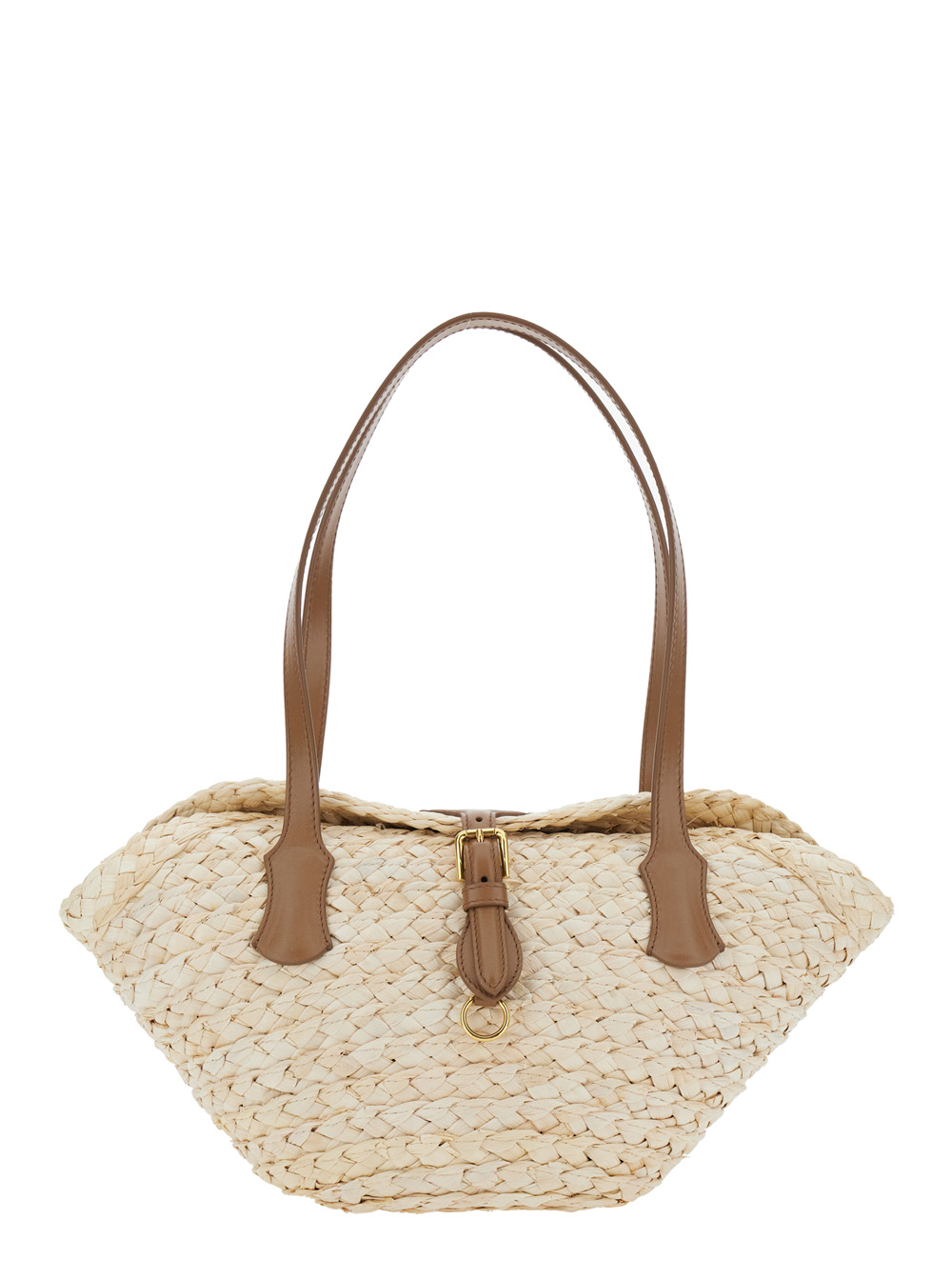 Dolce & Gabbana Beige Shoulder Bag with Two Top Handles and Interwoven Design in Raffia Woman Mais Calf – Women