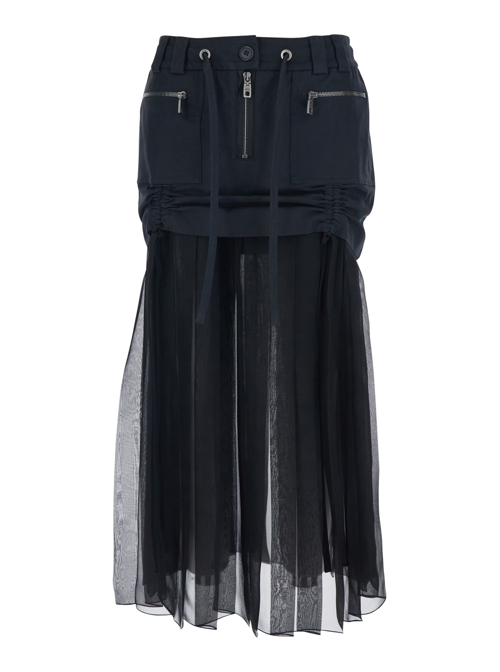 Dolce & Gabbana Black Skirt with Pleated Design and Drawstring Waist in Silk Blend Stretch Woman Cotton Elastane – Women